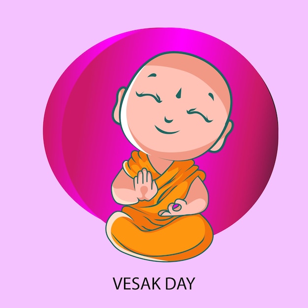 Simpatico cartone animato vesak giorno buddha disegno vettoriale