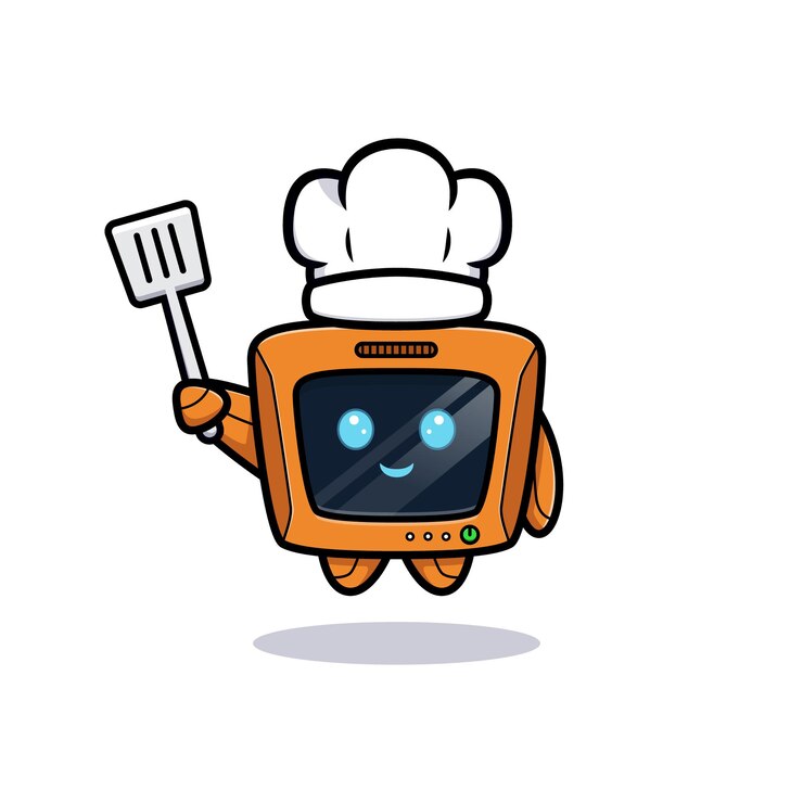 Vettore simpatico chef robot, versione personaggio televisivo