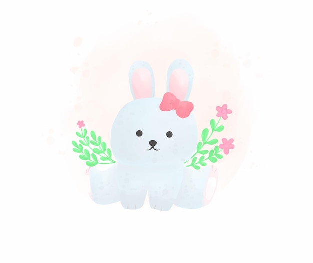 Simpatico coniglietto in stile acquerello Buona Pasqua