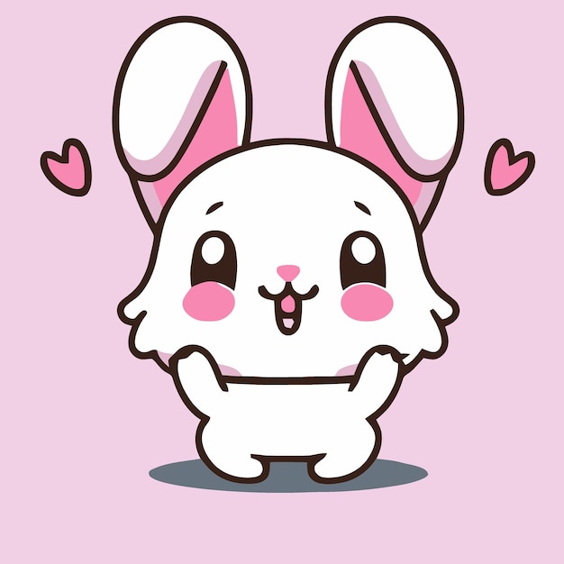 Simpatico coniglio illustrazione Coniglio kawaii chibi vettore stile di disegno Coniglio cartone animato coniglietto di Pasqua