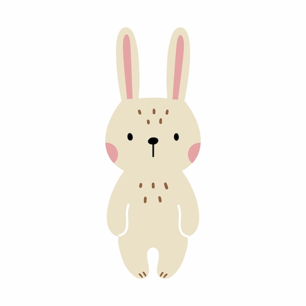 Simpatico coniglio in stile doodle. Disegno di lepre per poster per bambini. Coniglietto di Pasqua.