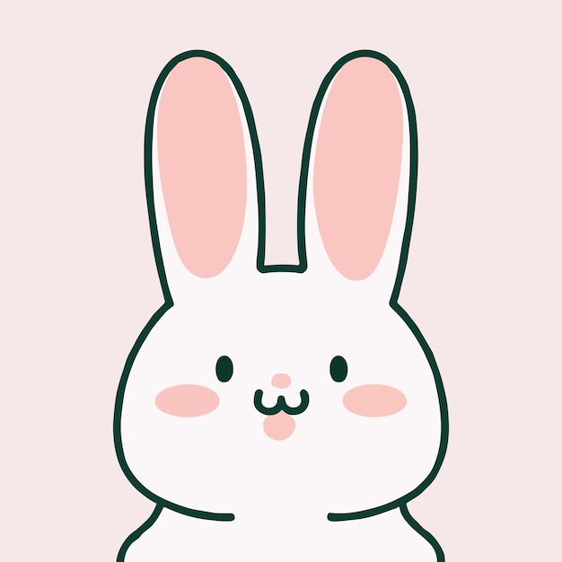 Simpatico coniglio o coniglietto Kawaii in design pastello Divertente cartone animato per la stampa o il design di adesivi