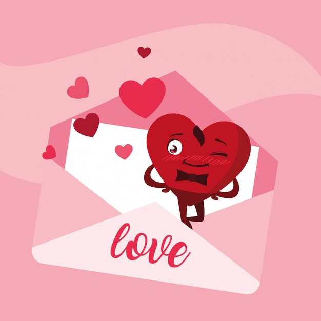 Simpatico cuore maschile nel carattere di busta