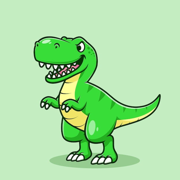 Simpatico dinosauro trex cartoon design isolato illustrazione vettoriale