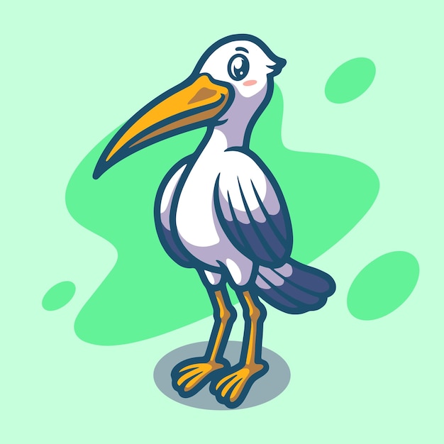 Simpatico disegno di illustrazione della mascotte della cicogna