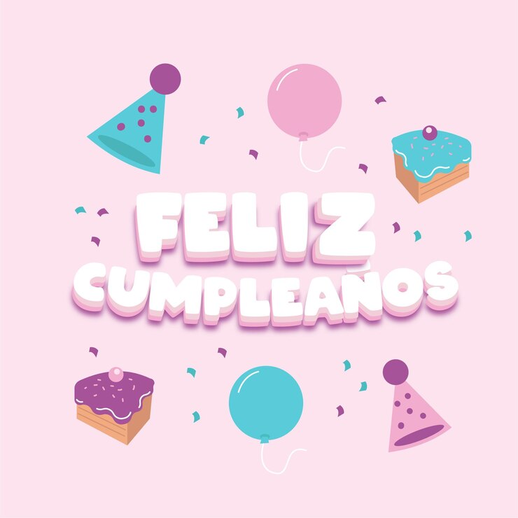 Vettore simpatico disegno di testo feliz cumpleaños