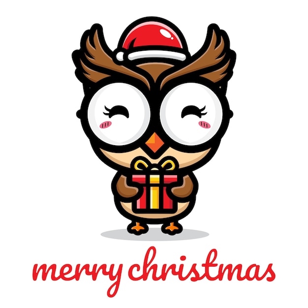 simpatico gufo che celebra il natale
