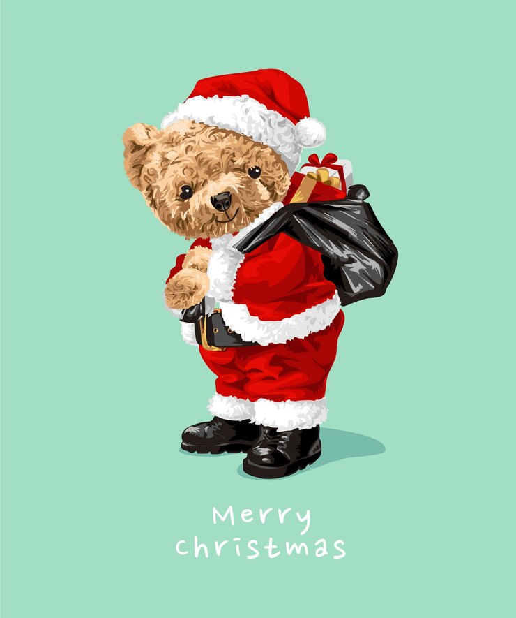 simpatico orsetto in costume da Babbo Natale
