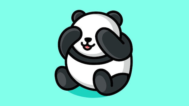 Simpatico orso panda animato con entrambe le mani sugli occhi illustrazione animata