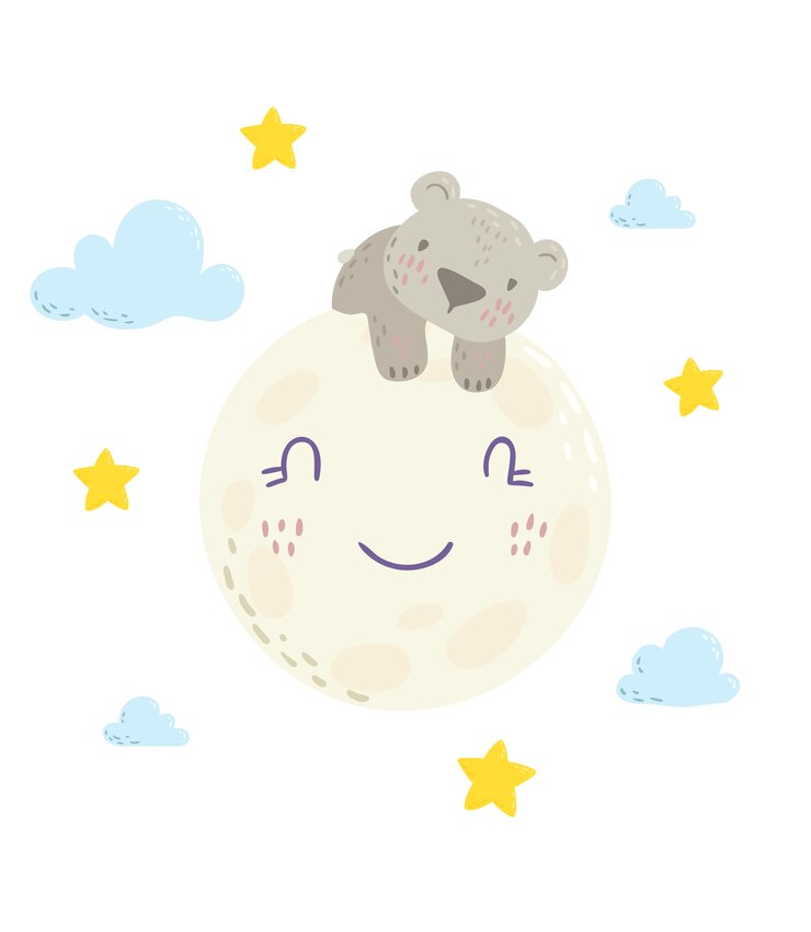 Simpatico orso sdraiato sulla luna
