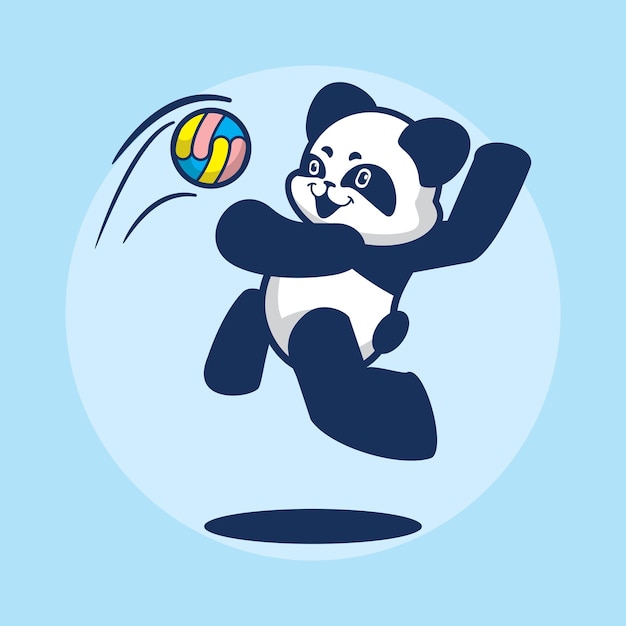 simpatico panda che gioca a pallavolo kawaii fumetto illustrazione