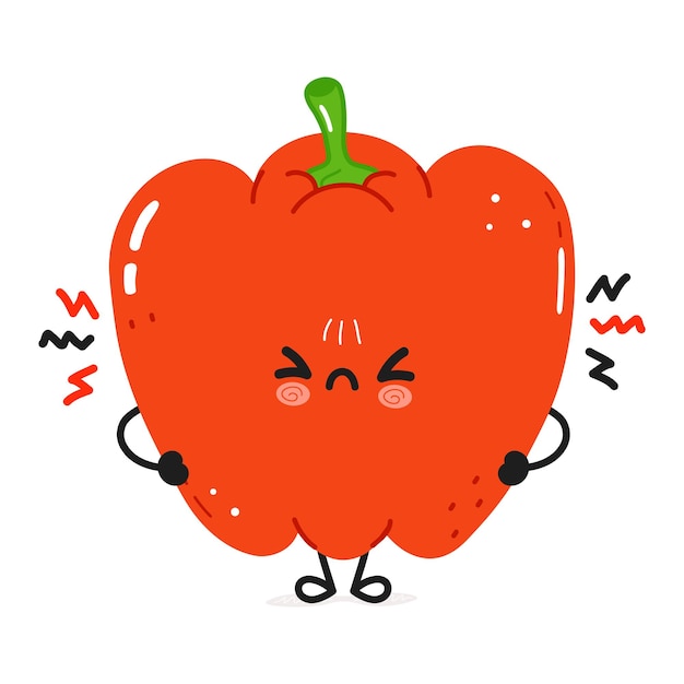 Simpatico personaggio arrabbiato del peperone rosso