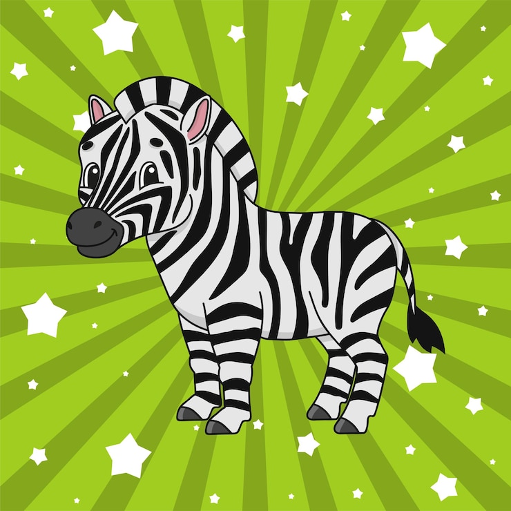 Vettore simpatico personaggio dei cartoni animati zebra