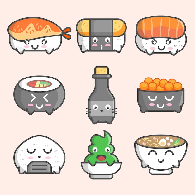Simpatico personaggio del cibo giapponese