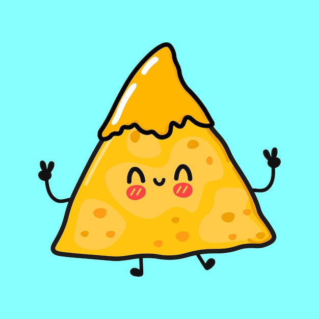 Simpatico personaggio di nachos che salta divertente