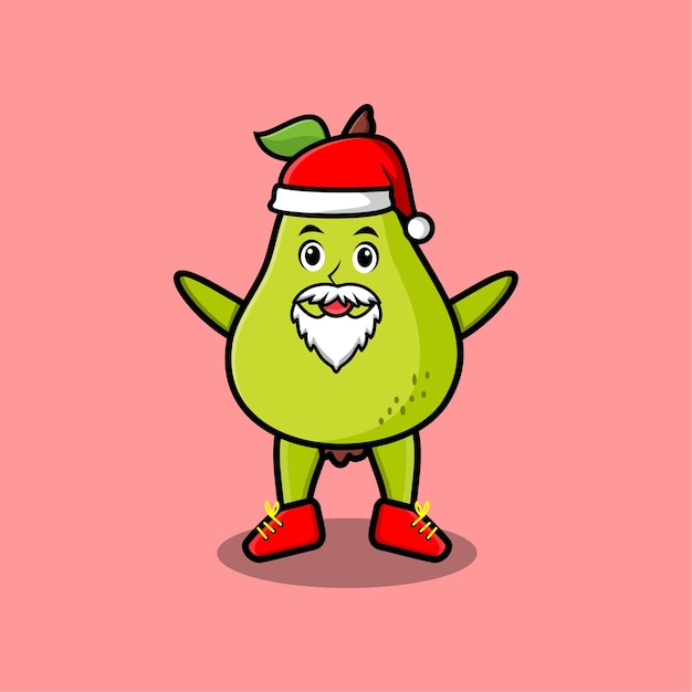 Simpatico personaggio mascotte Cartoon Pera frutta Babbo Natale personaggio natale in design moderno