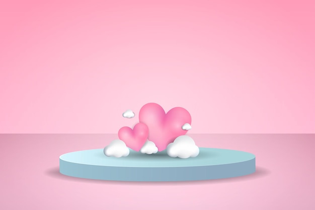 Simpatico poster rosa e blu morbido per San Valentino