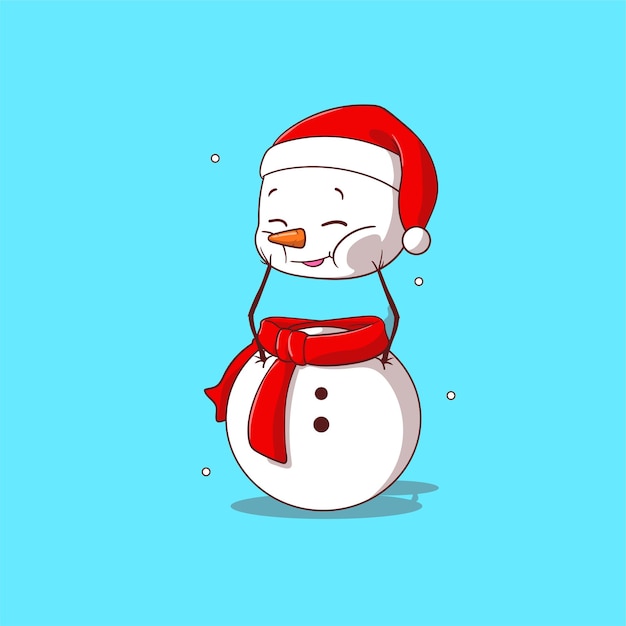 Simpatico pupazzo di neve che tappa la testa icona illustrazione vettoriale