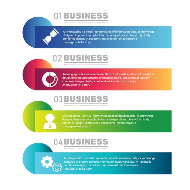 Simple 4 Step Business Infographic Il design dell'elemento può essere utilizzato per il layout del flusso di lavoro del rapporto annuale