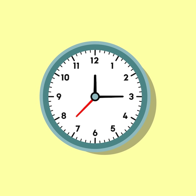 Simple Analog Timer Clock Disegno vettoriale piatto