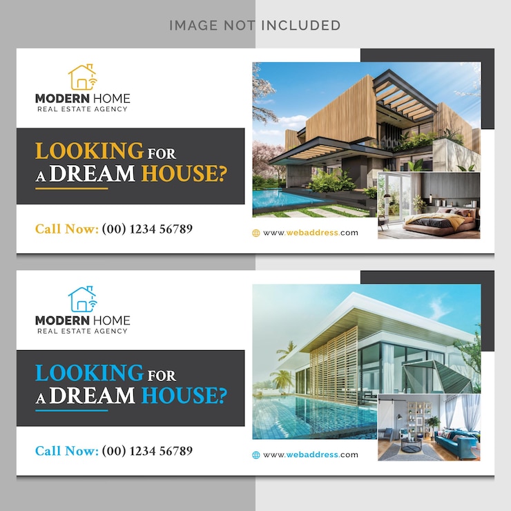 Simple Clean Real Estate Billboard Design Layout (Layout semplice e pulito del cartellone immobiliare)
