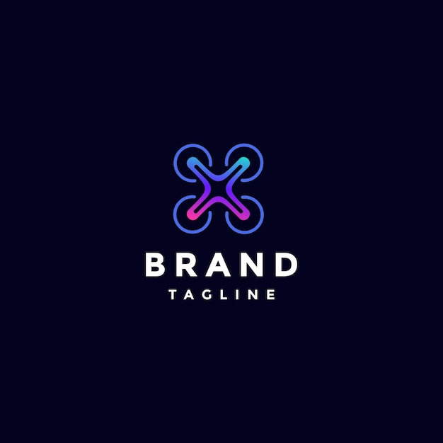 Simple Colorful Drone Lines Logo Design Lettera iniziale X Drone Icon Logo Colorful Design