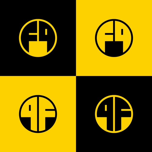 Simple FQ e QF Letters Circle Logo Set adatto per le attività commerciali con le iniziali FQ eQF