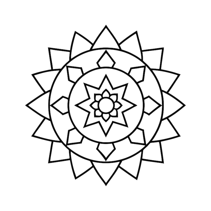 Vettore simple mandala design for coloring book tattoo design wall art semplice mandala art
