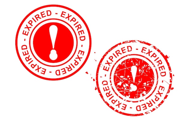 Simple Vector Set 2 cerchio rosso timbro di gomma scaduto isolato su bianco