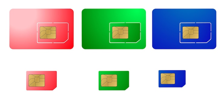 Vettore simple vector shinning 3 sim card rosso verde e blu