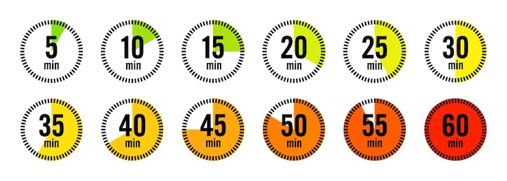 Vettore simpli icone di cronometro colorato contatore di tempo con timer di conto alla rovescia che mostra le ore e
