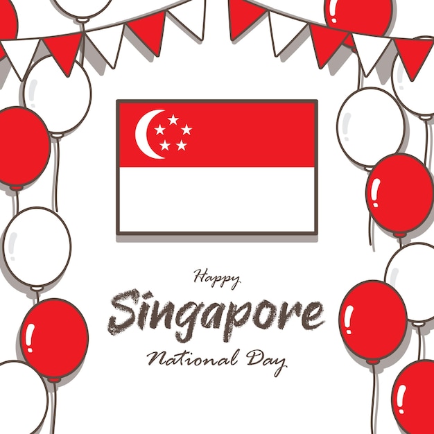 Singapore National Day Social Media Post vettore