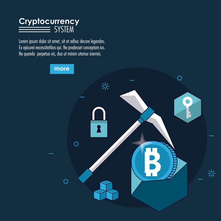 Vettore sistema di criptovaluta e banner di mercato