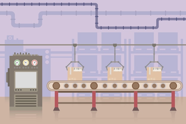 Sistema di nastri trasportatori nell'impianto di produzione industriale dell'industria industriale