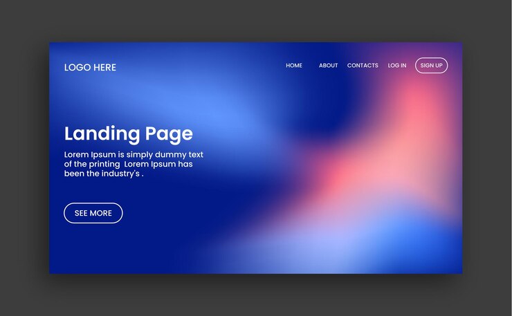 Sito web di promozione aziendale Layout della pagina di destinazione con forme di gradiente