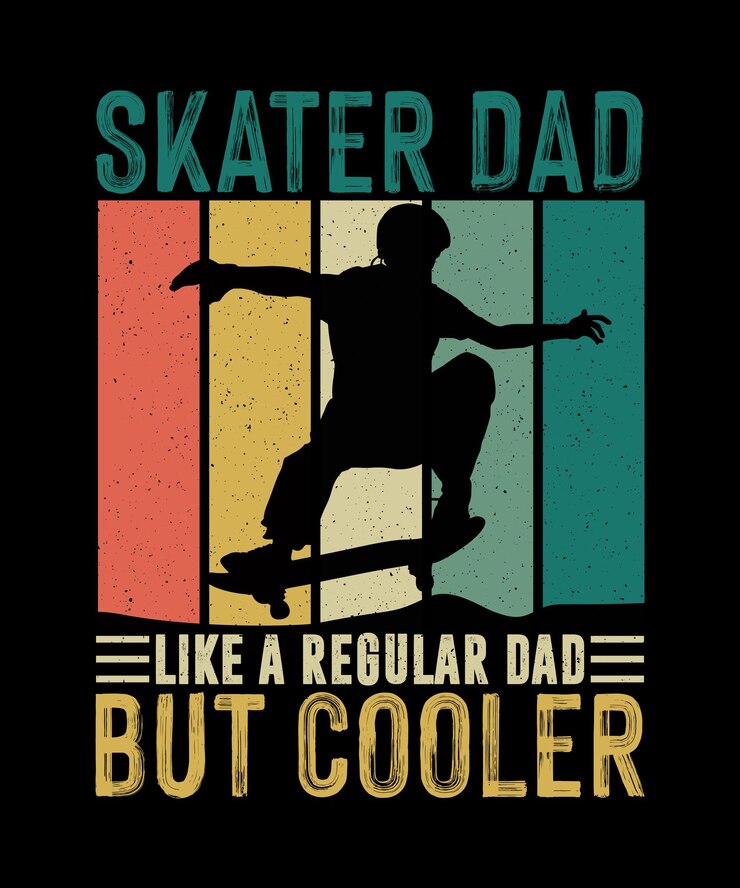 Skater Dad Come un papà normale ma un design della maglietta da skateboard più cool