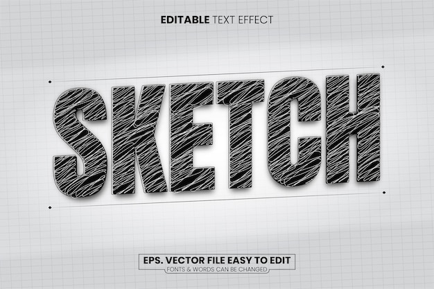 Sketch Editable Text Effect Stile moderno