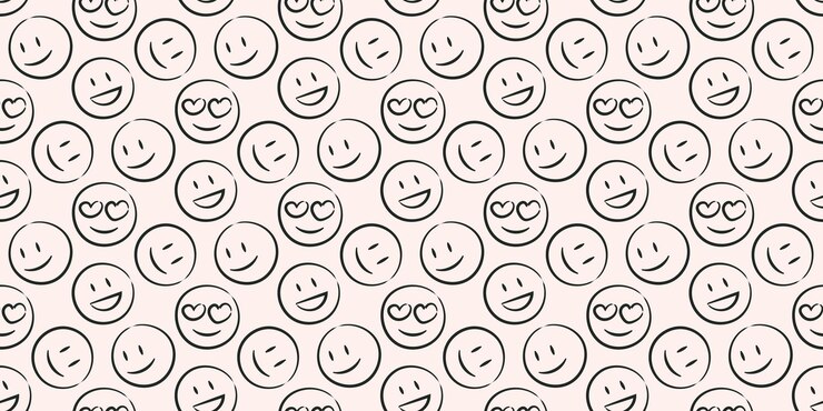 Sketch emoji modelli amanti sorridenti volti ridenti contorno di stampa senza cuciture emozioni positive divertenti