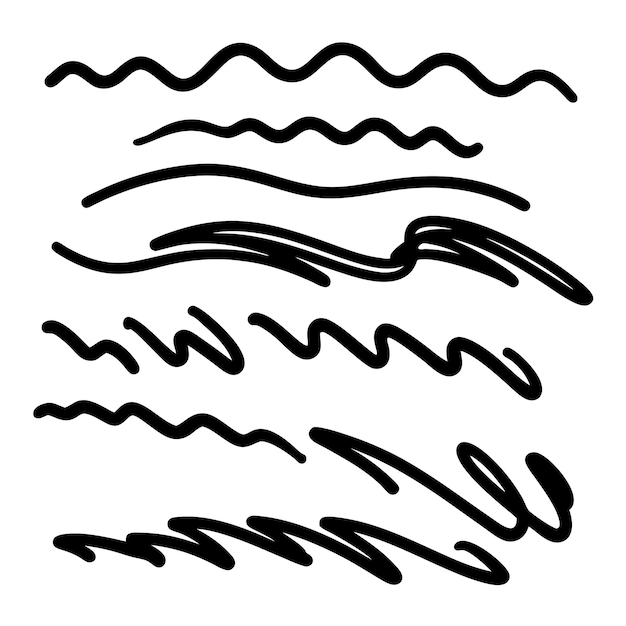 Sketch pennello tratti sottolinea linee enfasi onde evidenziare set segno di casella disegnato a mano 9