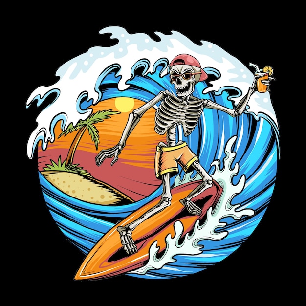 Skull Summer Surfing sulla spiaggia