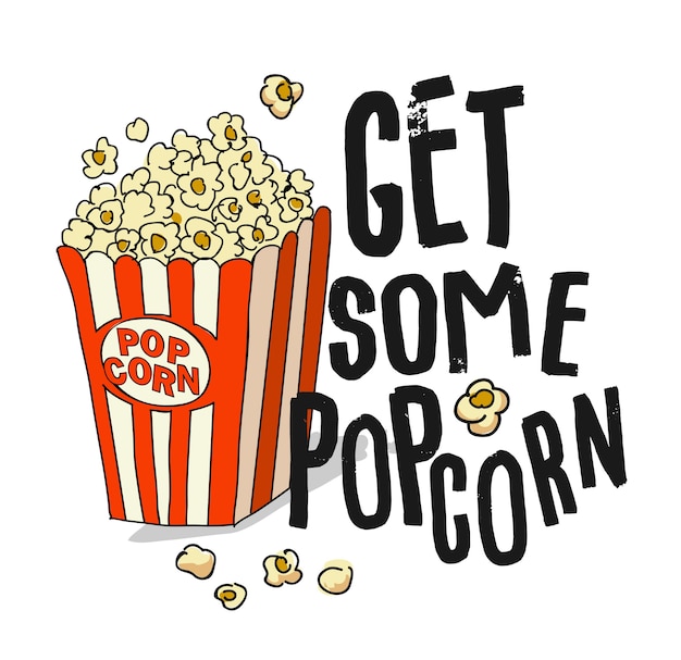 slogan di tipografia con illustrazione di popcorn