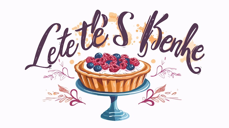 Vettore slogan motivazionale lets bake scritto a mano in corsivo