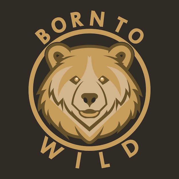 slogan orso tipografia illustrazione cartone animato vettoriale con silhouette personaggio orso