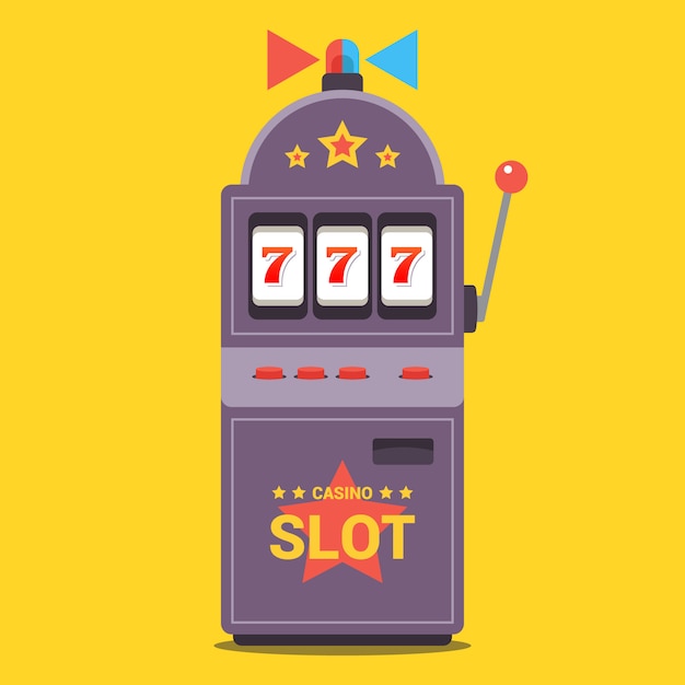 slot machine piatta con lampeggiatore. vinci il jackpot al casinò. il numero 777 è caduto. illustrazione.