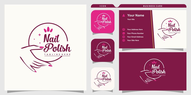 Smalto per unghie logo vettoriale con un moderno concetto creativo Vettore Premium