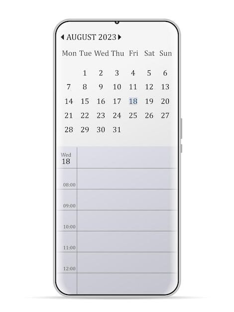 Smartphone calendario agosto 2023