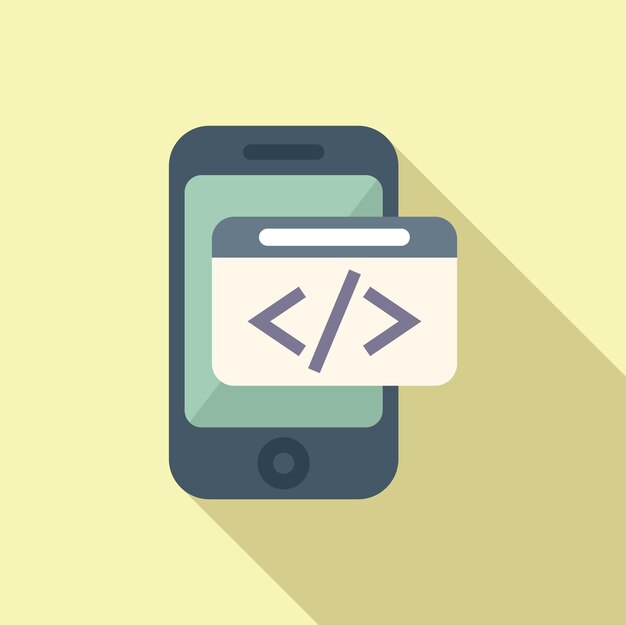 Smartphone code developer icon flat vector Build team coder Servizio Html