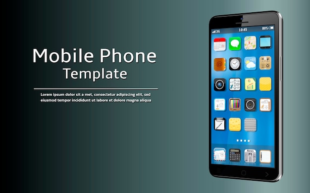 Smartphone con icone di app