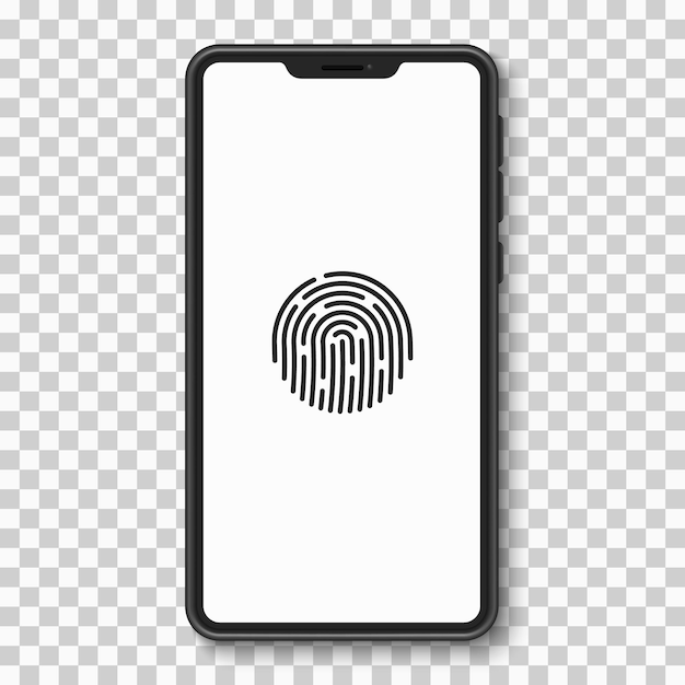 Smartphone con interfaccia utente e UX di scansione delle impronte digitali touch screen