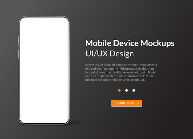 Smartphone con mockup dello schermo nero e grigio